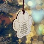 Pet Memorial Christmas Tree Decoration Engraved Wooden Paw Print