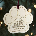 Pet Memorial Christmas Tree Decoration Engraved Wooden Paw Print