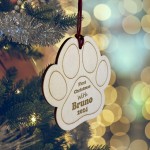 Personalised Dog's First Christmas Engraved Wooden Bauble Puppy