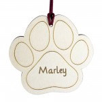 Personalised Paw Print Bauble Engraved Decorations Customised 