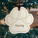 Personalised Paw Print Bauble Engraved Decorations Customised 