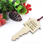 First Christmas In Our New Home Bauble Engraved House Key