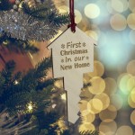 First Christmas In Our New Home Bauble Engraved House Key