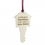 First Christmas In Our New Home Bauble Engraved House Key