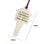 First Christmas In Our New Home Bauble Engraved House Key