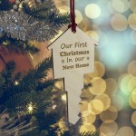 First Christmas In New Home Engraved Wood Bauble 