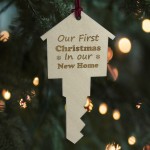 First Christmas In New Home Engraved Wood Bauble 