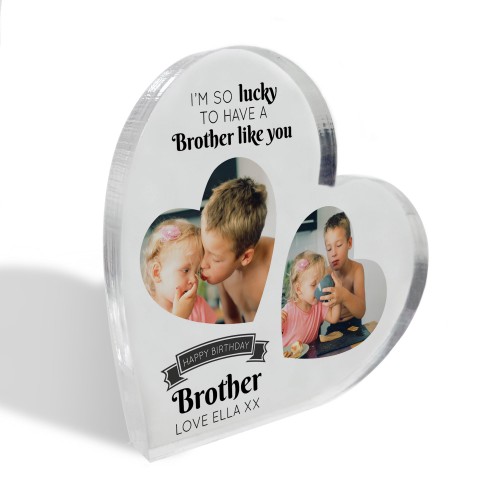 Gifts for BROTHER Birthday Personalised Acrylic Heart Plaque