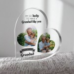 Gifts for GRANDAD Birthday Personalised Acrylic Heart Plaque