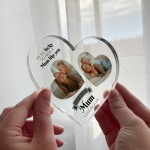 Gifts for MUM Birthday Personalised Acrylic Heart Plaque