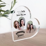 Gifts for SISTER Birthday Personalised Acrylic Heart Plaque