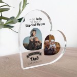 Gifts for Step Dad Birthday Personalised Acrylic Heart Plaque