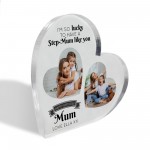 Gifts for Step Mum Birthday Personalised Acrylic Heart Plaque