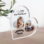 Gifts for Step Mum Birthday Personalised Acrylic Heart Plaque