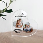 Gifts for Step Mum Birthday Personalised Acrylic Heart Plaque