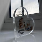 Gifts for Step Mum Birthday Personalised Acrylic Heart Plaque