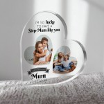 Gifts for Step Mum Birthday Personalised Acrylic Heart Plaque