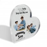 Gifts for Step Son Birthday Personalised Acrylic Heart Plaque