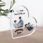 Gifts for Step Son Birthday Personalised Acrylic Heart Plaque