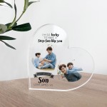 Gifts for Step Son Birthday Personalised Acrylic Heart Plaque