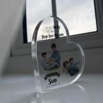 Gifts for Step Son Birthday Personalised Acrylic Heart Plaque