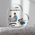 Gifts for Step Son Birthday Personalised Acrylic Heart Plaque