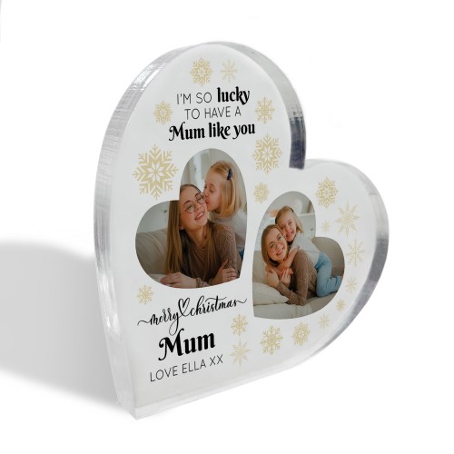 Gift For Mum Christmas Personalised Acrylic Heart Plaque