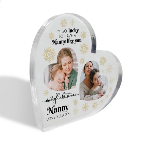 Nanny Gifts For Christmas Personalised Acrylic Heart Plaque 