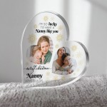 Nanny Gifts For Christmas Personalised Acrylic Heart Plaque 