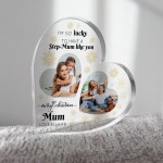 Step Mum Gifts For Christmas Personalised Acrylic Heart Plaque