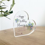 Birthday Gift For Mummy Personalised Acrylic Heart Plaque