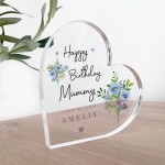 Birthday Gift For Mummy Personalised Acrylic Heart Plaque