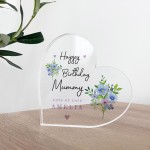 Birthday Gift For Mummy Personalised Acrylic Heart Plaque