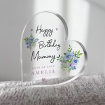 Birthday Gift For Mummy Personalised Acrylic Heart Plaque