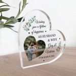 Mr And Mrs Photo Acrylic Heart Block Wedding Gifts For Couple