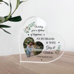 Mr And Mrs Photo Acrylic Heart Block Wedding Gifts For Couple