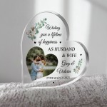 Mr And Mrs Photo Acrylic Heart Block Wedding Gifts For Couple