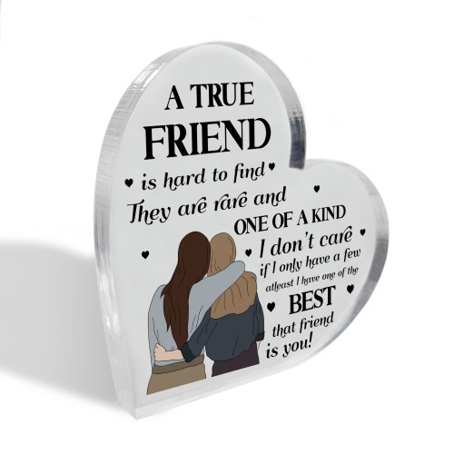 TRUE FRIEND Gift FRIENDSHIP PLAQUE Acrylic Heart Friendship Gift