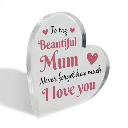 Gifts for Mum Christmas Birthday Gifts Acrylic Heart Plaque Gift