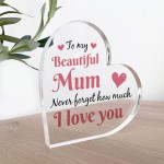 Gifts for Mum Christmas Birthday Gifts Acrylic Heart Plaque Gift