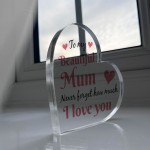 Gifts for Mum Christmas Birthday Gifts Acrylic Heart Plaque Gift