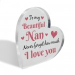 Gifts for Nan Christmas Birthday Gifts Acrylic Heart Plaque Gift