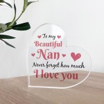 Gifts for Nan Christmas Birthday Gifts Acrylic Heart Plaque Gift