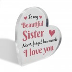 Gifts for Sister Christmas Birthday Gifts Acrylic Heart Plaque