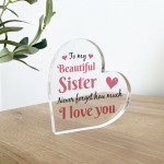 Gifts for Sister Christmas Birthday Gifts Acrylic Heart Plaque