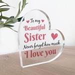 Gifts for Sister Christmas Birthday Gifts Acrylic Heart Plaque