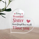 Gifts for Sister Christmas Birthday Gifts Acrylic Heart Plaque