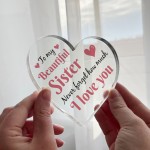 Gifts for Sister Christmas Birthday Gifts Acrylic Heart Plaque