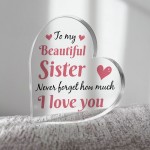 Gifts for Sister Christmas Birthday Gifts Acrylic Heart Plaque