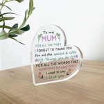 Mum Heart Acrylic Plaque Gifts for Mum Christmas Birthday